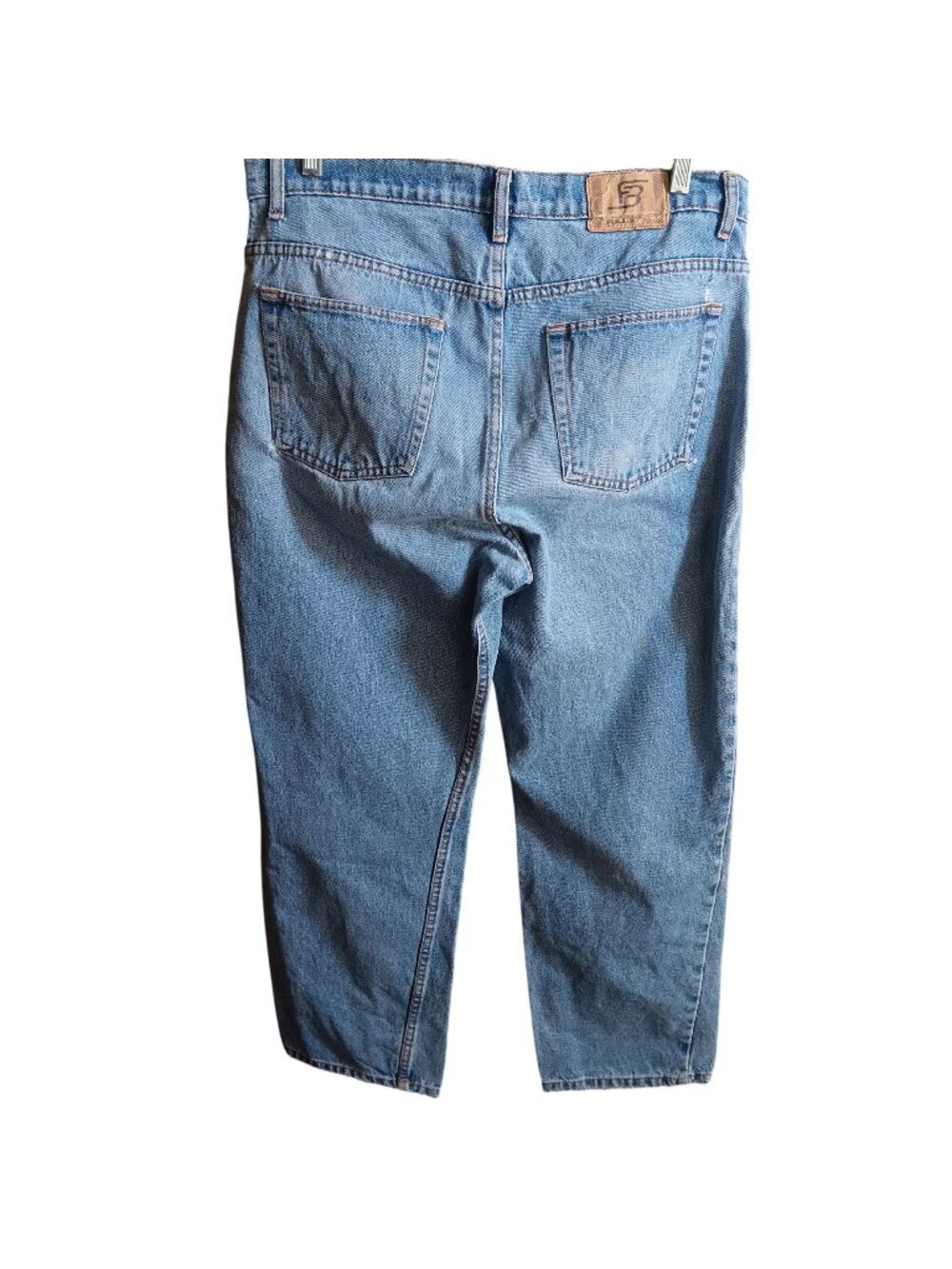 Full Blue 36x30 Vtg Y2K Mens Distressed Repaired Vtg Blue Jeans Relaxed Trash